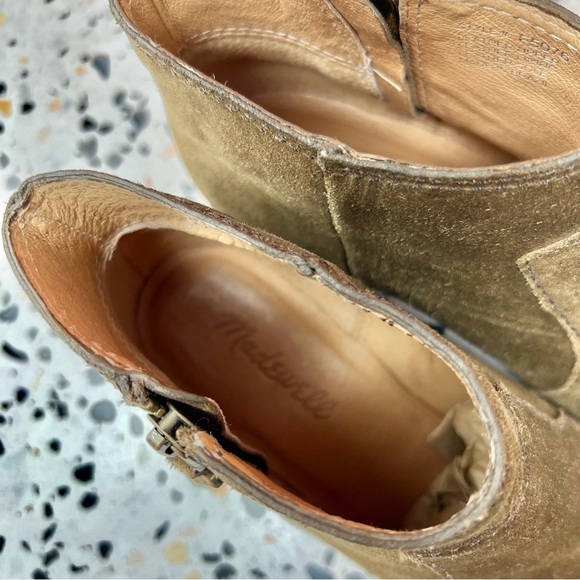 Madewell Janice Brown Suede Leather Western Women’s Stacked Heel Booties Sz 7 - Picture 8 of 10